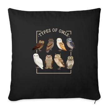 Owl owl - Sofa pillowcase 17,3'' x 17,3'' (45 x 45 cm) - black - Front