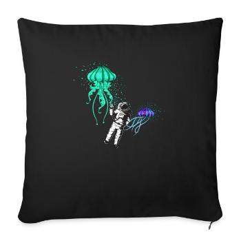 Jellyfish cosmonaut - Sofa pillowcase 17,3'' x 17,3'' (45 x 45 cm) - black - Front