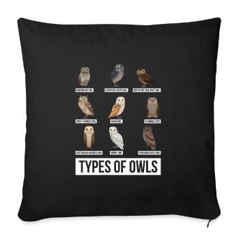 Owl night forest bird - Sofa pillowcase 17,3'' x 17,3'' (45 x 45 cm) - black - Front