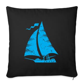 sailing sailboat design blue - Sofa pillowcase 17,3'' x 17,3'' (45 x 45 cm) - black - Front