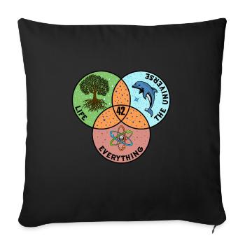 42 The Answer to Life Universe And Everything - Sofa pillowcase 17,3'' x 17,3'' (45 x 45 cm) - black - Front