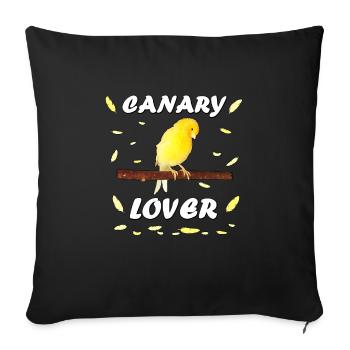 canari jaune oiseau de l’oiseau canari avec des plumes - Housse de coussin décorative 45 x 45 cm - noir - Devant