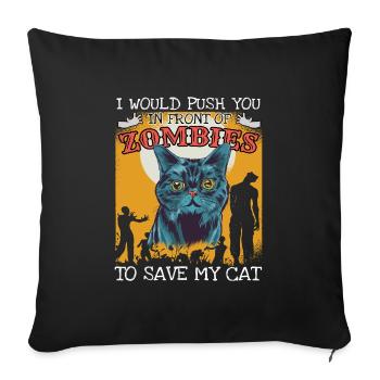 Zombie chat amoureux chats - Housse de coussin décorative 45 x 45 cm - noir - Devant