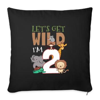 2 Birthday Safari Zoo 2 Birthday Gift Idea - Sofa pillowcase 17,3'' x 17,3'' (45 x 45 cm) - black - Front