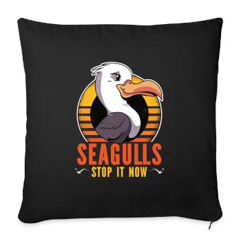 Seagull Sea Stop It Now Beach Birds Gift - Sofa pillowcase 17,3'' x 17,3'' (45 x 45 cm) - black - Front