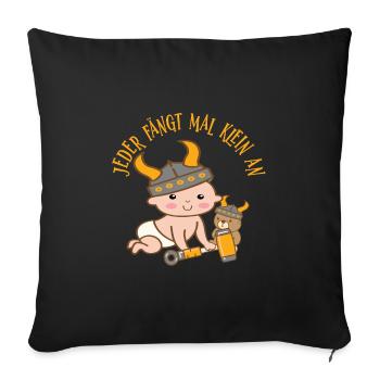 Kinder Wikinger Germanen Baby Geschenkidee - Sofakissenbezug 45 x 45 cm - Schwarz - Vorne