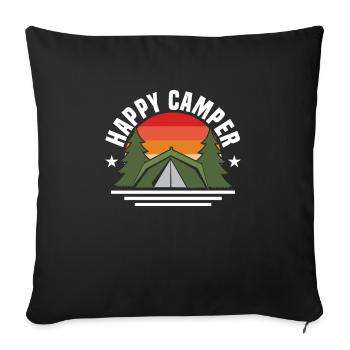 Happy Camper Hikking Outdoor Camping - Housse de coussin décorative 45 x 45 cm - noir - Devant