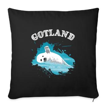 Gotland Baltic Sea Island Holiday Seal Seal in the Sea - Sofa pillowcase 17,3'' x 17,3'' (45 x 45 cm) - black - Front