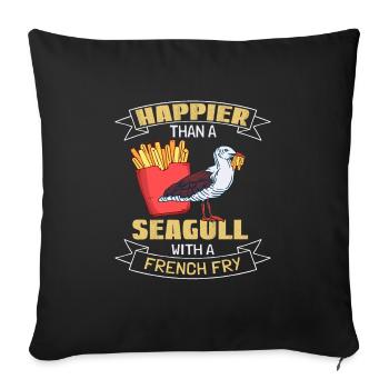 Français Fries Food Fries Lovers Idée cadeau - Housse de coussin décorative 45 x 45 cm - noir - Devant