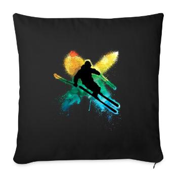 Colourful freestyle skiing in deep snow winter holidays - Sofa pillowcase 17,3'' x 17,3'' (45 x 45 cm) - black - Front