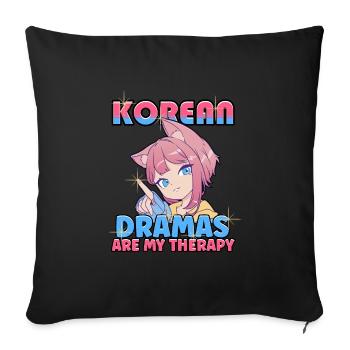 Les drames coréens sont ma thérapie K-Drama K-Pop - Housse de coussin décorative 45 x 45 cm - noir - Devant
