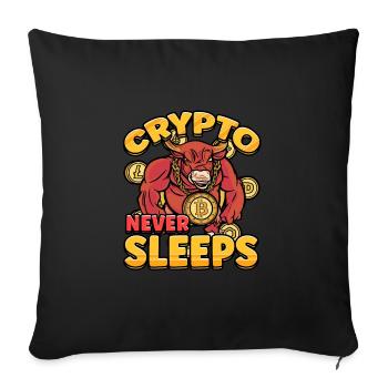 Crypto Never Sleeps Cryptocurrency BTC - Sofa pillowcase 17,3'' x 17,3'' (45 x 45 cm) - black - Front