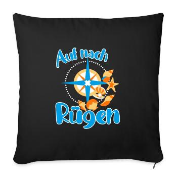 Rügen Ostsee Insel Urlaub mit Muscheln am Strand - Sofakissenbezug 45 x 45 cm - Schwarz - Vorne