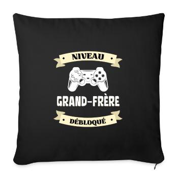 niveau grand frère débloqué humour gamer grossesse - Housse de coussin décorative 45 x 45 cm - noir - Devant