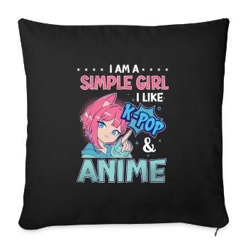 I Like K-Pop And Anime K-Pop - Sofa pillowcase 17,3'' x 17,3'' (45 x 45 cm) - black - Front