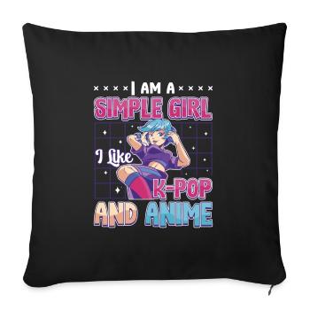 I Like K-Pop And Anime K-Pop - Sofa pillowcase 17,3'' x 17,3'' (45 x 45 cm) - black - Front