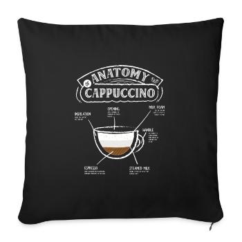 Anatomy of Cappuccino Coffee Lovers Vintage - Sofa pillowcase 17,3'' x 17,3'' (45 x 45 cm) - black - Front