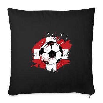 Grunge Fußball mit Schweizer Fahne Fußballfans - Sofakissenbezug 45 x 45 cm - Schwarz - Vorne