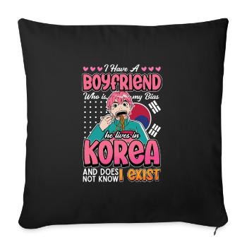 Design pop coréen pour un fan de mode K-Pop - Housse de coussin décorative 45 x 45 cm - noir - Devant