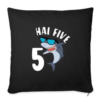 5 Jahre Jungen Hai Five Geburtstagsgeschenkidee - Sofakissenbezug 45 x 45 cm - Schwarz - Vorne