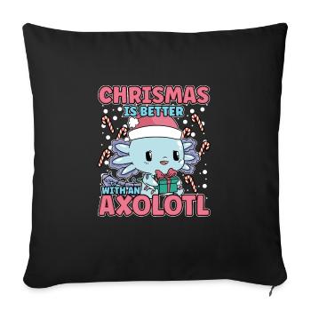 Winter Axolotl Design for a Christmas Xmas Lover - Sofakissenbezug 45 x 45 cm - Schwarz - Vorne