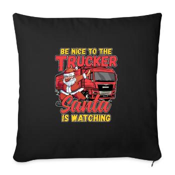 Conception de Noël de Noël pour un chauffeur de camion - Housse de coussin décorative 45 x 45 cm - noir - Devant
