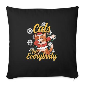 Conception de Noël pour un amoureux des chats de Noël - Housse de coussin décorative 45 x 45 cm - noir - Devant