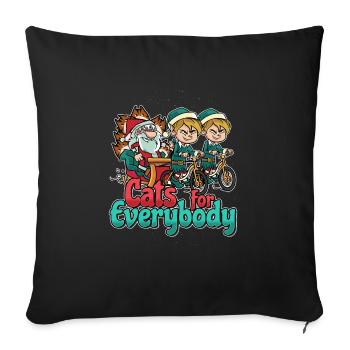 Conception de Noël pour un amoureux des chats de Noël - Housse de coussin décorative 45 x 45 cm - noir - Devant