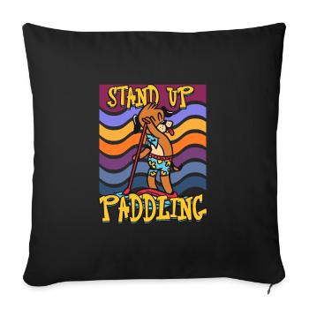 Stand Up Paddling Design for a Paddle Surfer - Sofa pillowcase 17,3'' x 17,3'' (45 x 45 cm) - black - Front