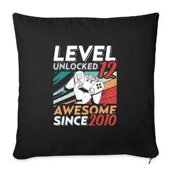 Level 12 Birthday 12 Year Old 2010 Gaming Video - Sofa pillowcase 17,3'' x 17,3'' (45 x 45 cm) - black - Front