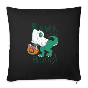 Rawr I Mean Booo! Pumkin Halloween Dinosaur - Sofa pillowcase 17,3'' x 17,3'' (45 x 45 cm) - black - Front
