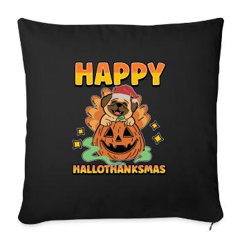 Hallothanksmas Pug Pumkin Halloween Christmas - Sofa pillowcase 17,3'' x 17,3'' (45 x 45 cm) - black - Front