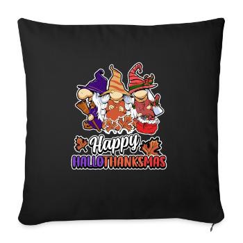 Hallothanksmas Trois Gnomes Halloween Noël - Housse de coussin décorative 45 x 45 cm - noir - Devant