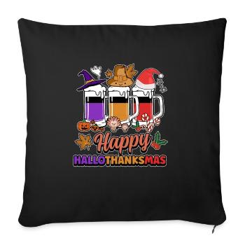 Hallothanksmas Bière Halloween Noël - Housse de coussin décorative 45 x 45 cm - noir - Devant