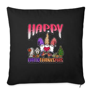 Hallothanksmas Trois Gnomes Halloween Noël - Housse de coussin décorative 45 x 45 cm - noir - Devant