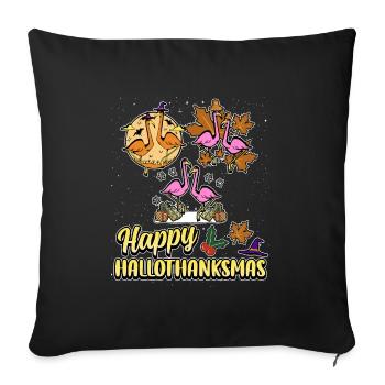 Hellothanksmas Flamingo Halloween Christmas - Sofa pillowcase 17,3'' x 17,3'' (45 x 45 cm) - black - Front
