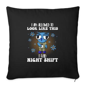 I May Look Like This I Had Night Shift Nurse Owl - Sofakissenbezug 45 x 45 cm - Schwarz - Vorne