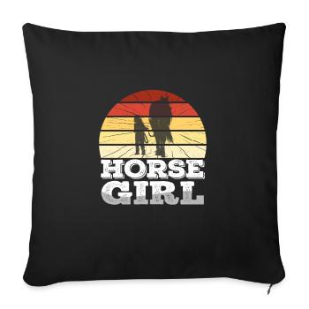 Horse Girl Western Holder Cheval Cheval - Housse de coussin décorative 45 x 45 cm - noir - Devant