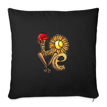 Love Baseball Player College Fantasy Baseball Team - Sofakissenbezug 45 x 45 cm - Schwarz - Vorne