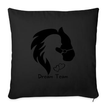 Cheval avec fille - Housse de coussin décorative 45 x 45 cm - noir - Devant