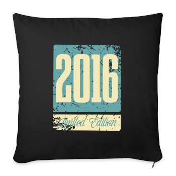 2016 Anniversaire de naissance Année de naissance - Housse de coussin décorative 45 x 45 cm - noir - Devant