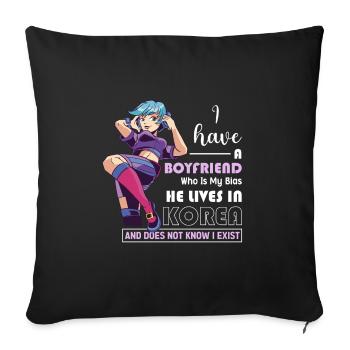 J’ai un petit ami qui est mon parti pris Kpop Kdrama - Housse de coussin décorative 45 x 45 cm - noir - Devant
