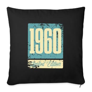 1960 Anniversaire de naissance Année de naissance - Housse de coussin décorative 45 x 45 cm - noir - Devant