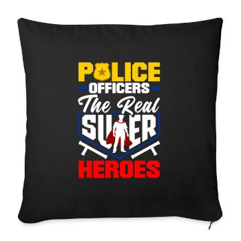 Real Heroes Father's Day Design for Policeman - Sofakissenbezug 45 x 45 cm - Schwarz - Vorne