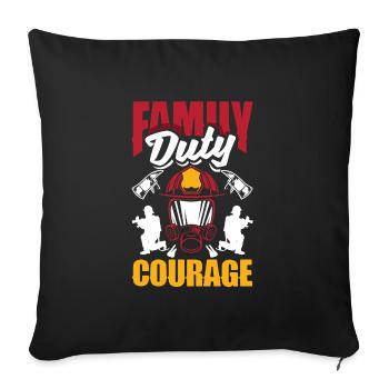 Family Duty Courage Firefighters Father's Day - Sofa pillowcase 17,3'' x 17,3'' (45 x 45 cm) - black - Front