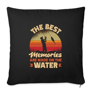 Les meilleurs souvenirs faits sur l’eau Fête des pères - Housse de coussin décorative 45 x 45 cm - noir - Devant