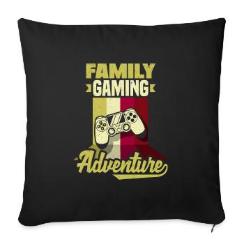 Family Gaming Adventure Fathers Day Gamer - Sofa pillowcase 17,3'' x 17,3'' (45 x 45 cm) - black - Front