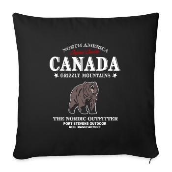 Canada - Ours - Ours brun - Grizzly - Housse de coussin décorative 45 x 45 cm - noir - Devant