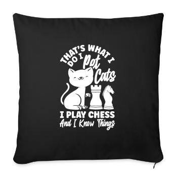 Thats What I Do Pet Cats Play Chess and Know - Sofa pillowcase 17,3'' x 17,3'' (45 x 45 cm) - black - Front