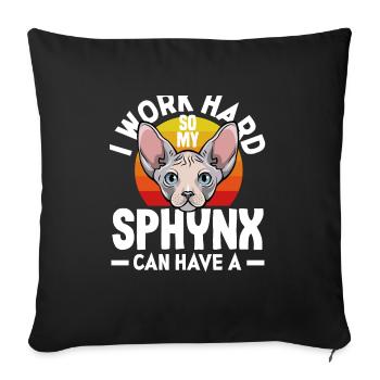 Je travaille dur pour que mon Sphynx puisse avoir une vie meilleure - Housse de coussin décorative 45 x 45 cm - noir - Devant
